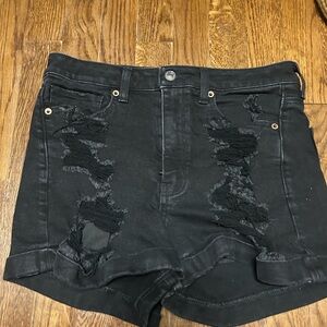 American Eagle Outfitters Black Distressed Jean Shorts